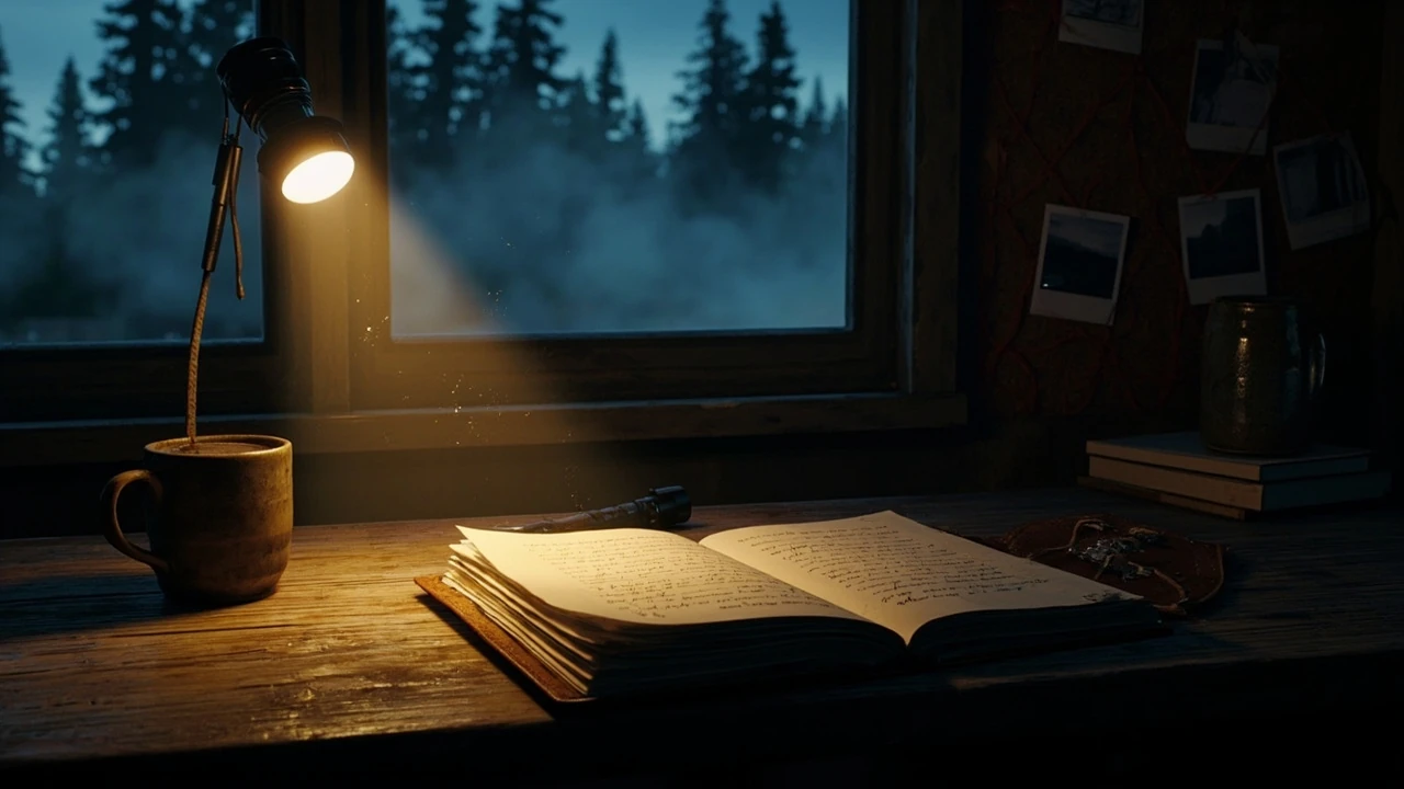 Alan Wake 2 walkthrough hero image with detective case board and dark forest