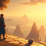 A hylian character exploring a sky island while hunting korok seeds in Tears of the Kingdom